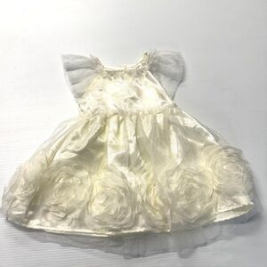 Nannette Baby Ivory Baby Satin Feel Dress Size 12mo